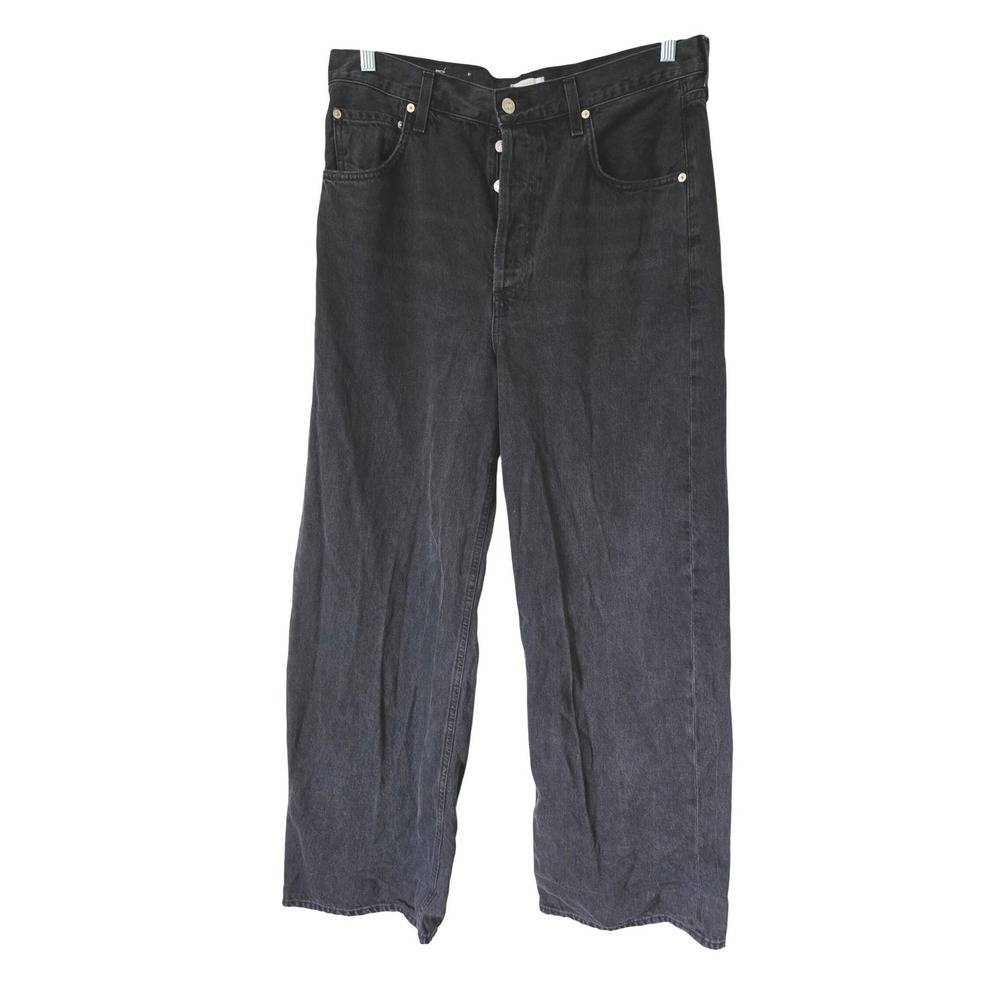 Citizens of Humanity Women 32 Ayla Baggy Wide Leg Jeans Black Organic Cotton